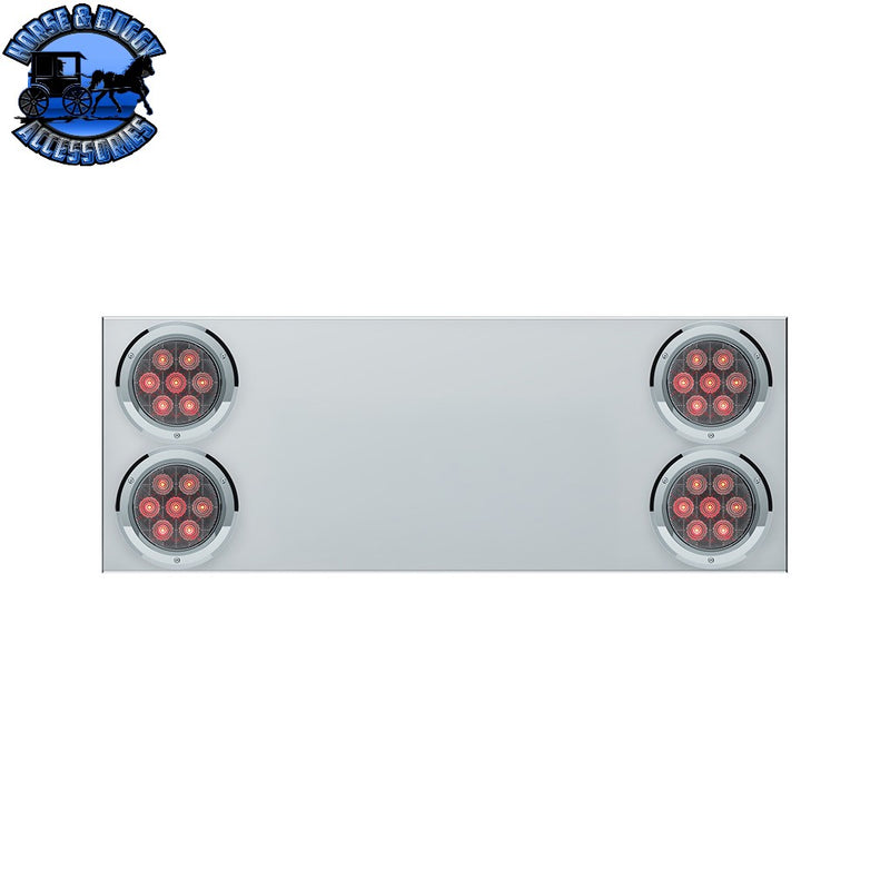 33-3/4" Stainless Rear Center Panel With Four 7 LED 4" Light & Bezel (No LP Holes)- Red LED/Clear Lens - CS REAR CENTER PANEL Light Gray