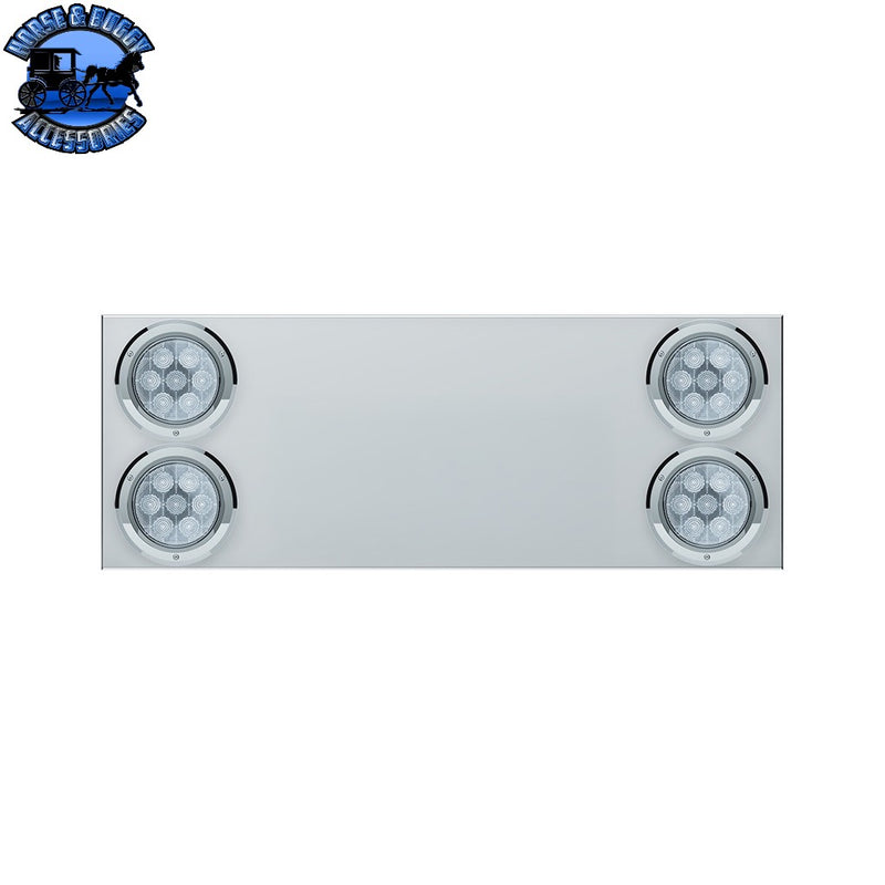 33-3/4" Stainless Rear Center Panel With Four 7 LED 4" Light & Bezel (No LP Holes)- Red LED/Clear Lens - CS REAR CENTER PANEL Light Gray