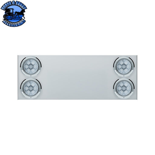 33-3/4" Stainless Rear Center Panel With Four 7 LED 4" Light & Bezel (No LP Holes)- Red LED/Clear Lens - CS REAR CENTER PANEL Light Gray
