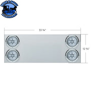 33-3/4" Stainless Rear Center Panel With Four 7 LED 4" Light & Bezel (No LP Holes)- Red LED/Clear Lens - CS REAR CENTER PANEL Light Gray