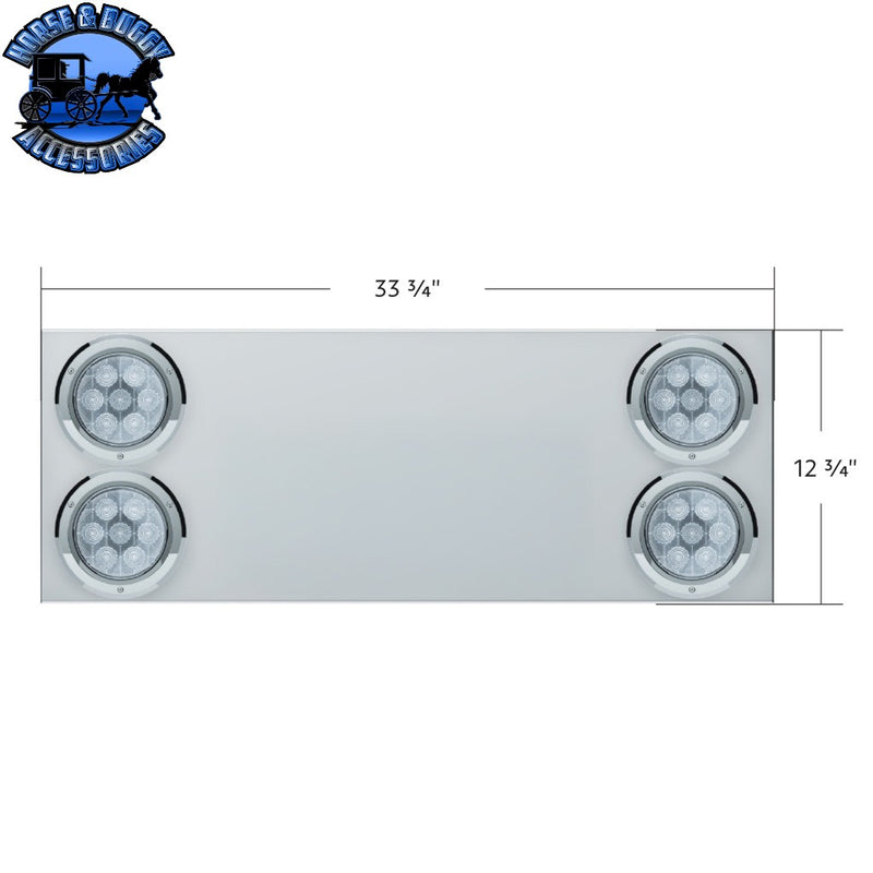 33-3/4" Stainless Rear Center Panel With Four 7 LED 4" Light & Bezel (No LP Holes)- Red LED/Clear Lens - CS REAR CENTER PANEL Light Gray