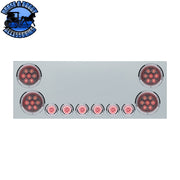SS Rear Center Panel With 4X Red LED 4" Light & 6X Red LED 2" Light & Bezel (No LP Holes)-Clear Lens -CS REAR CENTER PANEL Gray