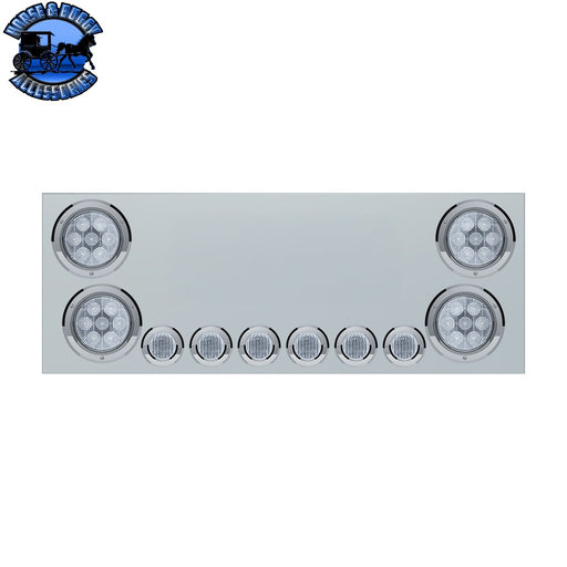 SS Rear Center Panel With 4X Red LED 4" Light & 6X Red LED 2" Light & Bezel (No LP Holes)-Clear Lens -CS REAR CENTER PANEL Gray