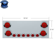 SS Rear CP With 4X 7 LED 4" Reflector Lights & 6X 9 LED 2" Lights & Visors (No LP Holes)-Red LED & Lens REAR CENTER PANEL Gray