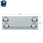 SS Rear CP With 4X 7 LED 4" Reflector Lights & 6X 9 LED 2" Lights & Visors (No LP Holes)-Red LED/Clear Lens REAR CENTER PANEL Gray