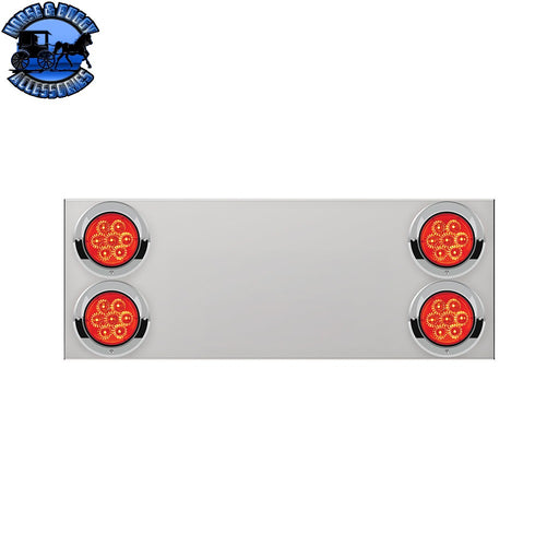 UP-34156 33-3/4" Stainless Rear Center Panel With Four 7 LED 4" Reflector Lights & Visors(No LP Holes)-Red LED/Red Lens REAR CENTER PANEL Gray
