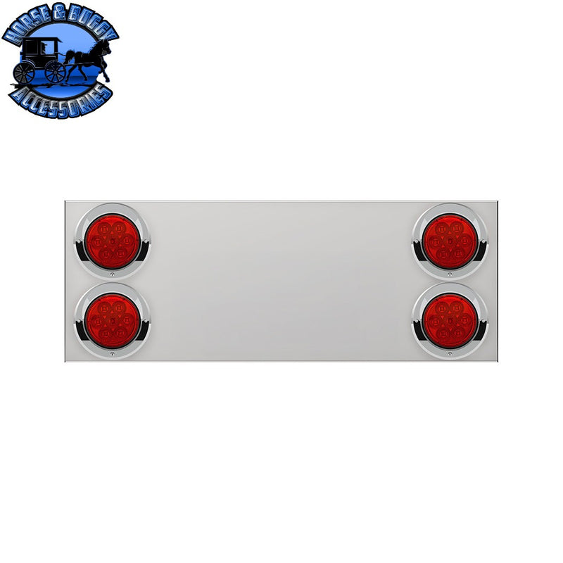 UP-34156 33-3/4" Stainless Rear Center Panel With Four 7 LED 4" Reflector Lights & Visors(No LP Holes)-Red LED/Red Lens REAR CENTER PANEL Gray