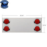 UP-34156 33-3/4" Stainless Rear Center Panel With Four 7 LED 4" Reflector Lights & Visors(No LP Holes)-Red LED/Red Lens REAR CENTER PANEL Gray