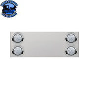 33-3/4" Stainless Rear Center Panel With Four 7 LED 4" Reflector Lights & Visors (No LP Holes)-Red LED/Clear Lens REAR CENTER PANEL Gray