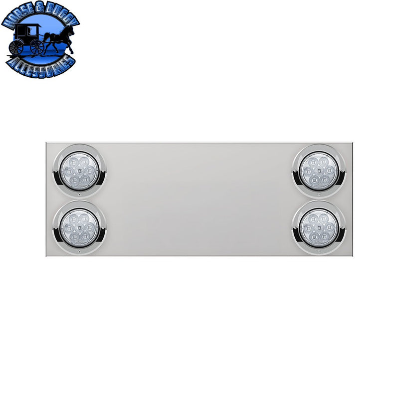 33-3/4" Stainless Rear Center Panel With Four 7 LED 4" Reflector Lights & Visors (No LP Holes)-Red LED/Clear Lens REAR CENTER PANEL Gray