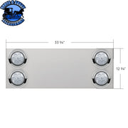 33-3/4" Stainless Rear Center Panel With Four 7 LED 4" Reflector Lights & Visors (No LP Holes)-Red LED/Clear Lens REAR CENTER PANEL Gray