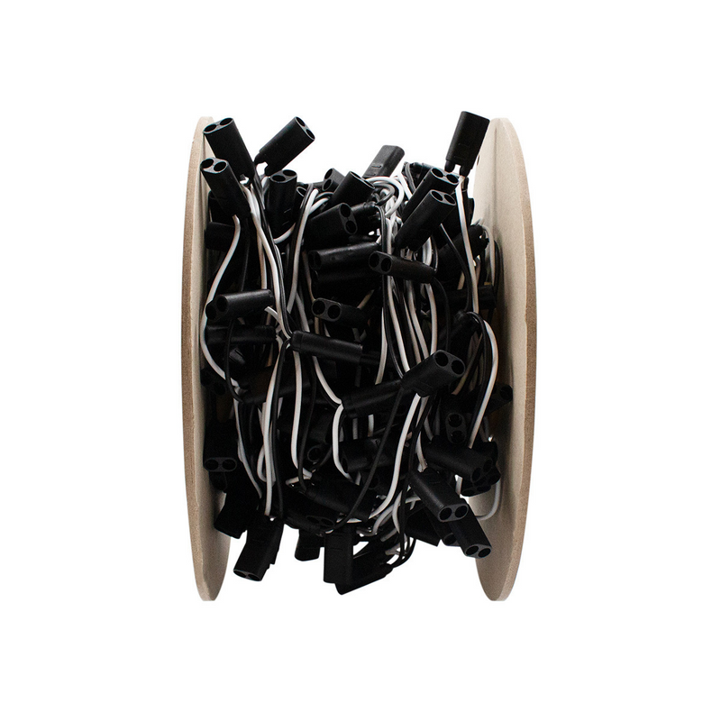 UP-34196 150 Count 2-Prong Female Bullet Plugs 16G Wire Harness Roll - 100' W/8" Lead Between Plugs