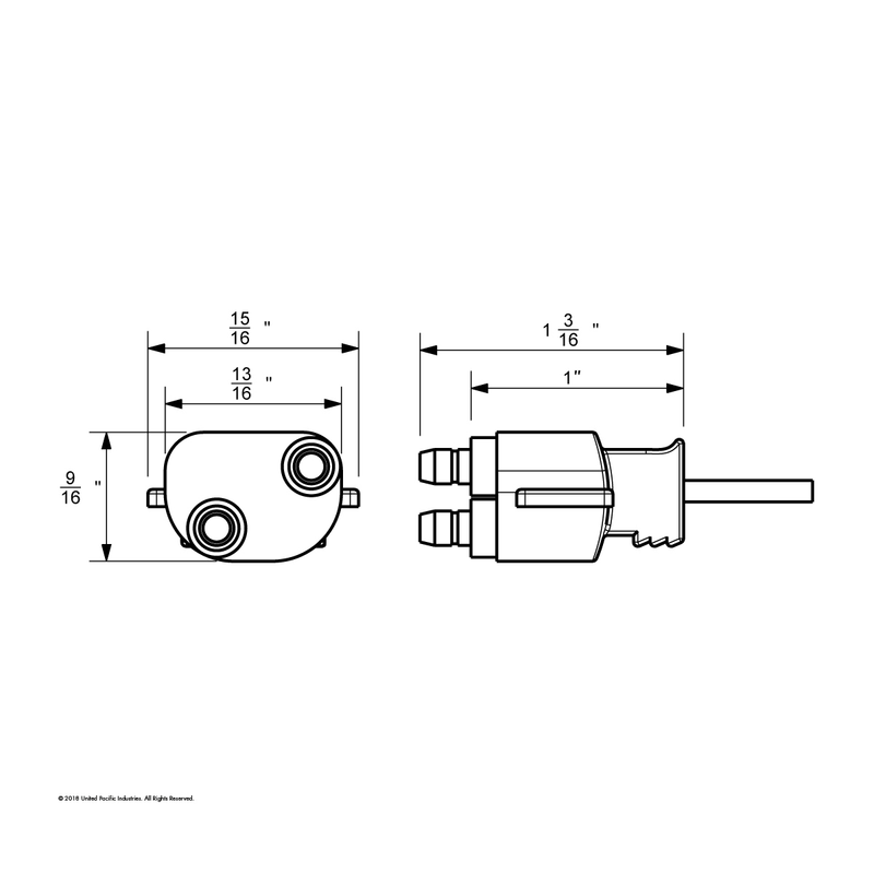 Cable flexible de 2 cables con enchufe recto de 2 clavijas - Cable de 12" (al por menor)