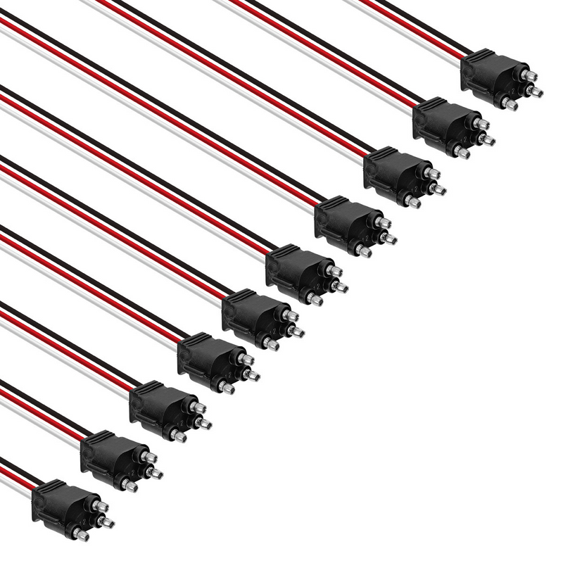 3 Wire Pigtail With 3 Prong Straight Plug - 12" Lead (10-Pack)