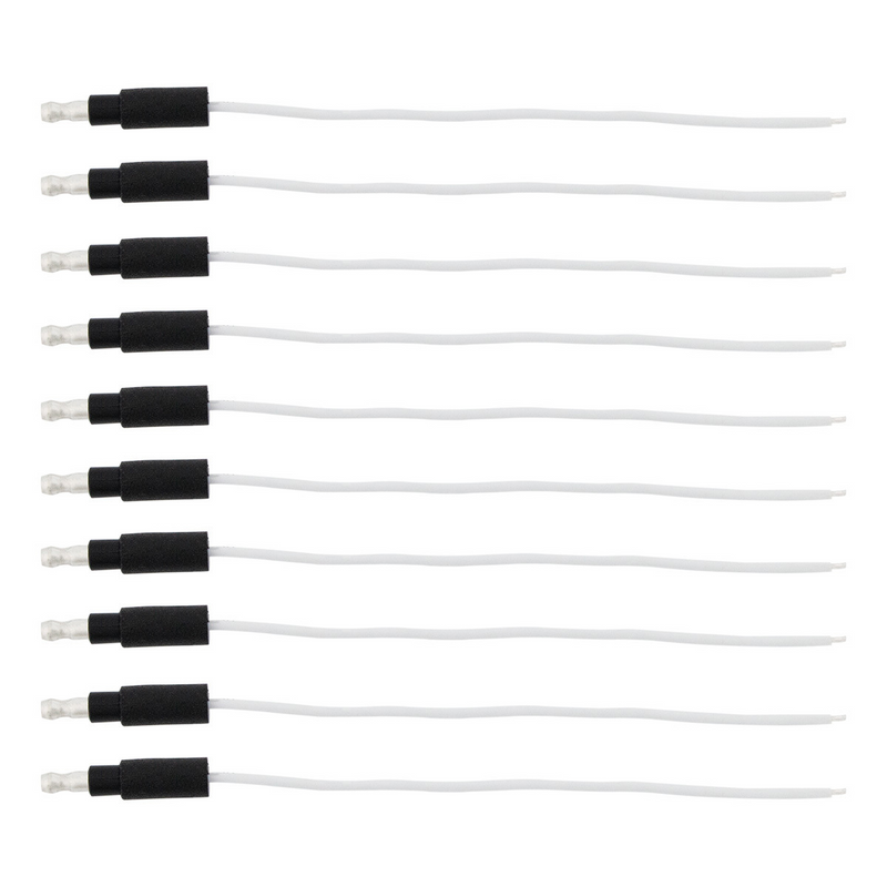 6" Single Lead Wire With .180 Bullet Termination & Stripped End - White (10 Pcs)