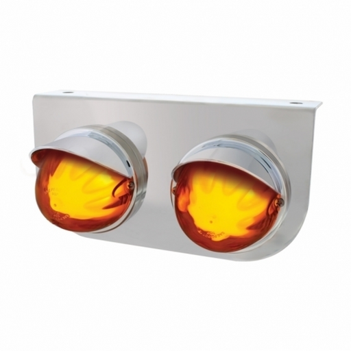 UP-34420 SS Light Bracket With 2X 9 LED Dual Function Watermelon GloLight & Visors -Amber LED & Lens