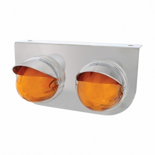UP-34420 SS Light Bracket With 2X 9 LED Dual Function Watermelon GloLight & Visors -Amber LED & Lens