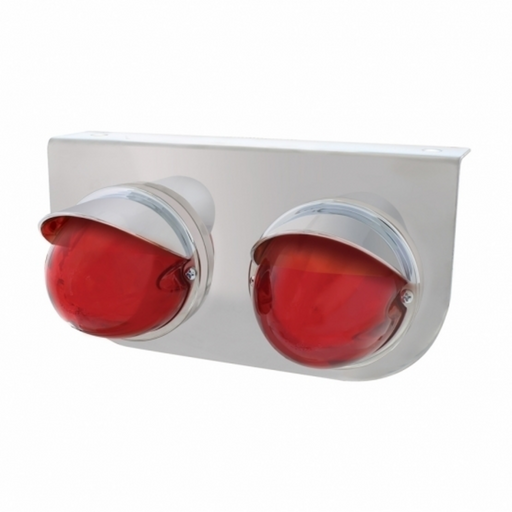 UP-34421 SS Light Bracket With 2X 9 LED Dual Function Watermelon GloLight & Visors -Red LED & Lens