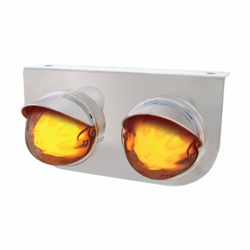 UP-34422 SS Light Bracket With 2X 9 LED Dual Function Watermelon GloLight & Visors -Amber LED/ Clear Lens