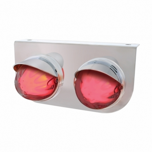 UP-34423 SS Light Bracket With 2X 9 LED Dual Function Watermelon GloLight & Visors -Red LED/Clear Lens