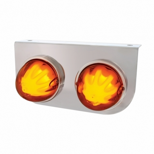 UP-34424 Stainless Light Bracket With 2X 9 LED Dual Function Watermelon GloLight - Amber LED/Amber Lens