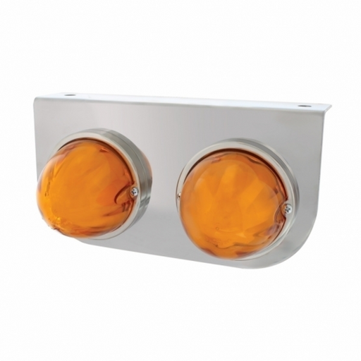 UP-34424 Stainless Light Bracket With 2X 9 LED Dual Function Watermelon GloLight - Amber LED/Amber Lens