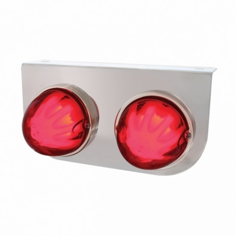 UP-34425 Stainless Light Bracket With 2X 9 LED Dual Function Watermelon GloLight - Red LED/ Red Lens