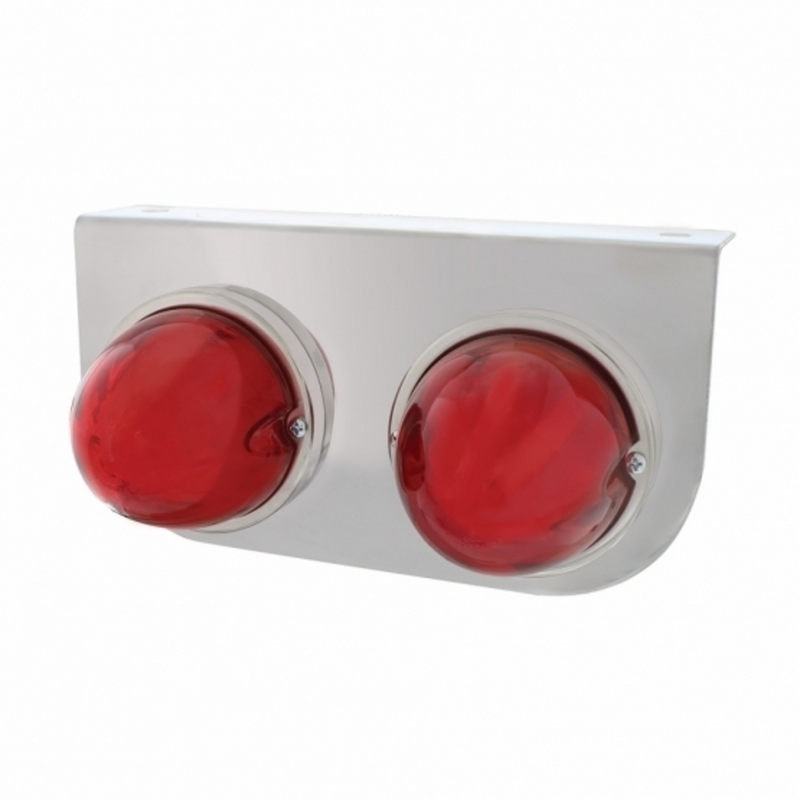 UP-34425 Stainless Light Bracket With 2X 9 LED Dual Function Watermelon GloLight - Red LED/ Red Lens