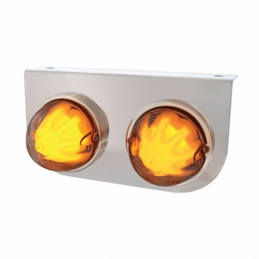 UP-34426 Stainless Light Bracket With 2X 9 LED Dual Function Watermelon GloLight - Amber LED/Clear Lens