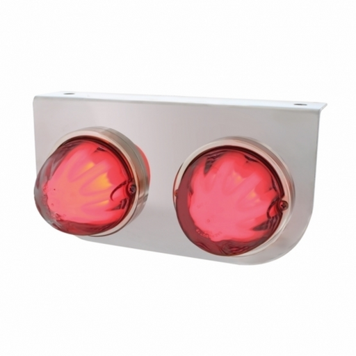 UP-34427 Stainless Light Bracket With 2X 9 LED Dual Function Watermelon GloLight - Red LED/Clear Lens