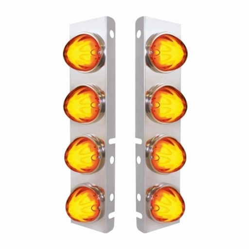 UP-34434 SS Front Air Cleaner Bracket With 8X 9 Amber LED Watermelon GloLight For PB Trucks -Amber Lens