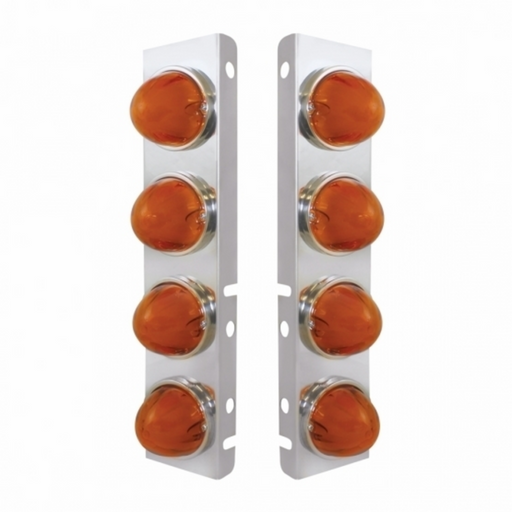 UP-34434 SS Front Air Cleaner Bracket With 8X 9 Amber LED Watermelon GloLight For PB Trucks -Amber Lens