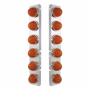 UP-34438 SS Front Air Cleaner Bracket With 12X 9 Amber LED Dual Function Watermelon GloLight For Peterbilt-Amber Lens