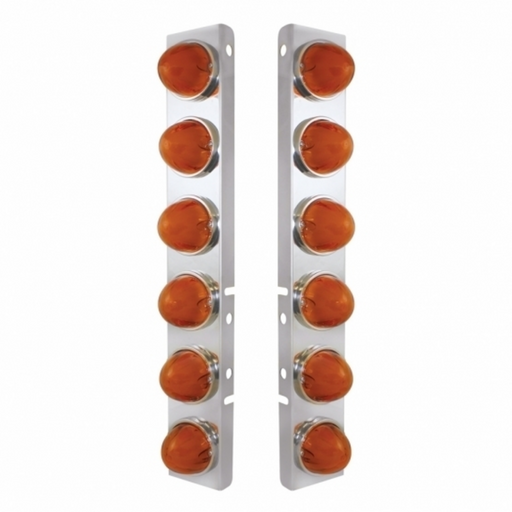 UP-34438 SS Front Air Cleaner Bracket With 12X 9 Amber LED Dual Function Watermelon GloLight For Peterbilt-Amber Lens