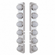 UP-34439 SS Front Air Cleaner Bracket With 12X 9 Amber LED Dual Function Watermelon GloLight For Peterbilt-Clear Lens