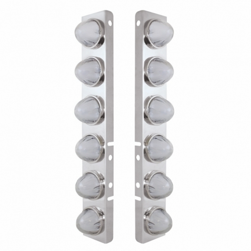 UP-34439 SS Front Air Cleaner Bracket With 12X 9 Amber LED Dual Function Watermelon GloLight For Peterbilt-Clear Lens