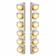 UP-34441 SS Front Air Cleaner Brkt With 12X 9 Amber Hi/Lo LED Watermelon GloLight & Visors For Peterbilt-Clear Lens