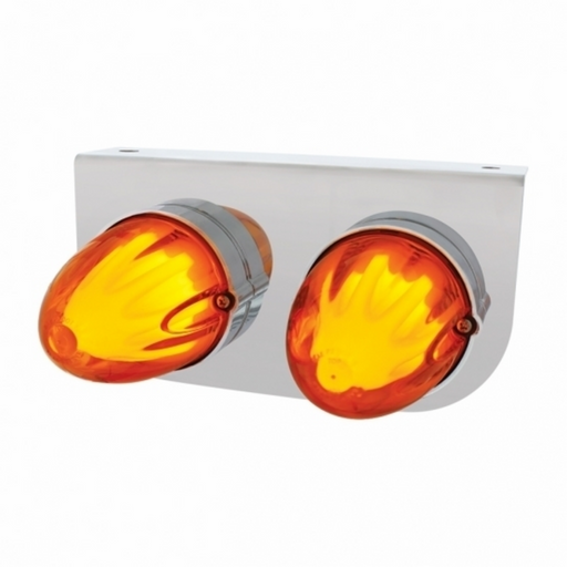 UP-34452 Stainless Light Bracket With 2X 9 LED Dual Function Watermelon GloLight - Amber LED/Amber Lens