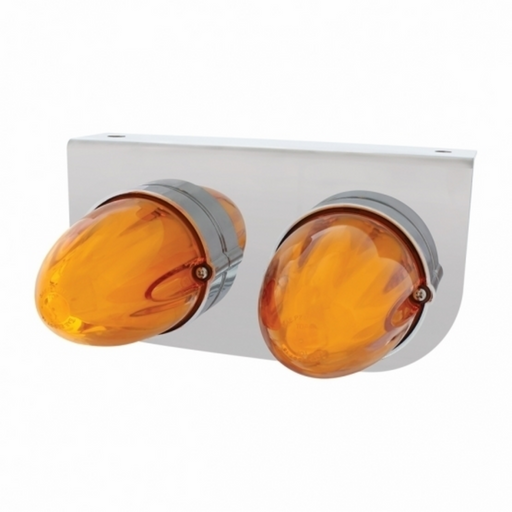 UP-34452 Stainless Light Bracket With 2X 9 LED Dual Function Watermelon GloLight - Amber LED/Amber Lens