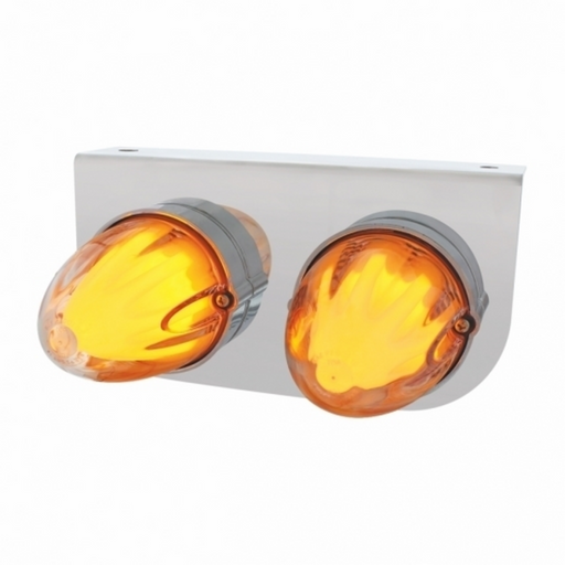 UP-34453 Stainless Light Bracket With 2X 9 LED Dual Function Watermelon GloLight - Amber LED/Clear Lens