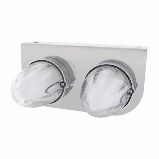 UP-34453 Stainless Light Bracket With 2X 9 LED Dual Function Watermelon GloLight - Amber LED/Clear Lens