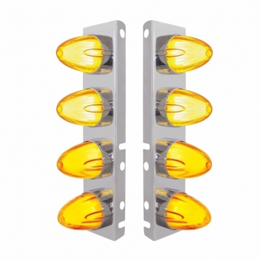 UP-34454 SS Front Air Cleaner Bracket With 8X 9 Amber LED Dual Function Watermelon GloLight For Peterbilt-Amber Lens