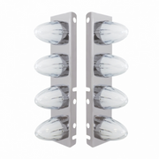 UP-34455 SS Front Air Cleaner Bracket With 8X 9 Amber LED Dual Function Watermelon GloLight For Peterbilt-Clear Lens