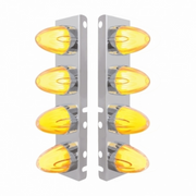 UP-34455 SS Front Air Cleaner Bracket With 8X 9 Amber LED Dual Function Watermelon GloLight For Peterbilt-Clear Lens