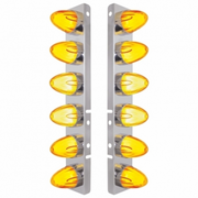 UP-34458 SS Front Air Cleaner Brkt With 12X 9 Amber Hi/Lo LED GloLight Watermelon Grakon Lights For Peterbilt -Amber Lens
