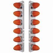 UP-34458 SS Front Air Cleaner Brkt With 12X 9 Amber Hi/Lo LED GloLight Watermelon Grakon Lights For Peterbilt -Amber Lens