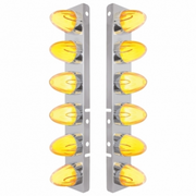 UP-34459 SS Front Air Cleaner Brkt With 12X 9 Amber Hi/Lo LED GloLight Watermelon Grakon Lights For Peterbilt-Clear Lens
