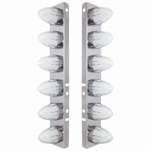 UP-34459 SS Front Air Cleaner Brkt With 12X 9 Amber Hi/Lo LED GloLight Watermelon Grakon Lights For Peterbilt-Clear Lens