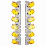 UP-34460 SS Front Air Cleaner Brkt With 12X Amber Hi/Lo LED GloLight Watermelon Grakon Light & Visor For Peterbilt-Amber Lens