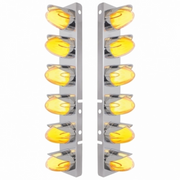 UP-34461 SS Front Air Cleaner Brkt With 12X Amber Hi/Lo LED GloLight Watermelon Grakon Light & Visor For Peterbilt-Clear Lens